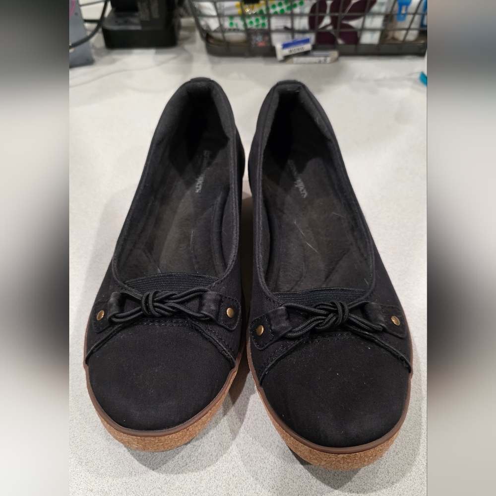 Grasshoppers Black Flats with Cork Sole